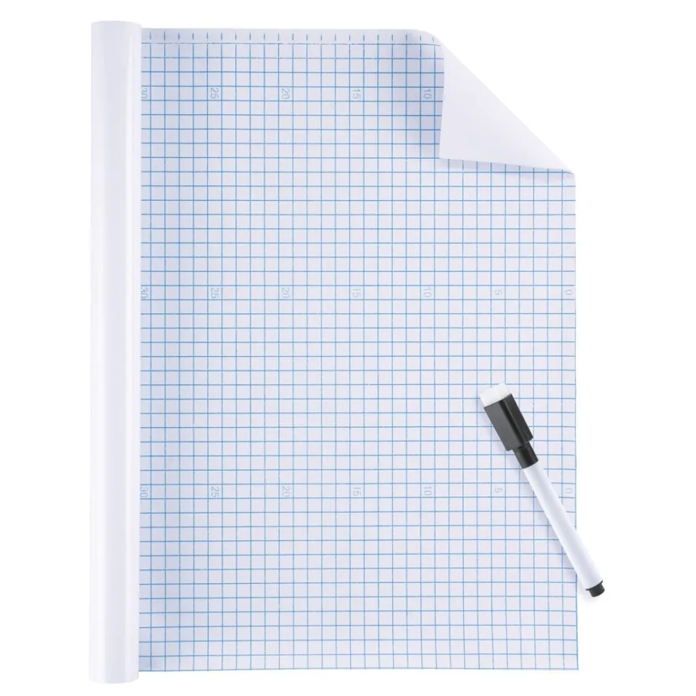 Tableau adhésif blanc à découper 45x200cm avec marqueur effaçable