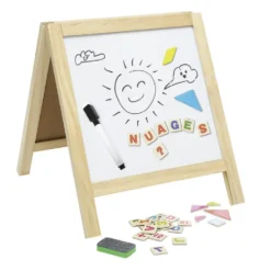 Tableau ardoise bois 1 côté magnétique 1 côté craie L26,5xH32cm