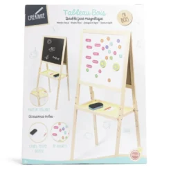 Tableau en bois double face magnétique et craie avec accessoires