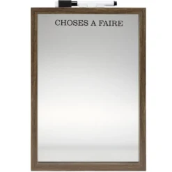 Tableau mémo en verre contour bois feutre effaceur inclus 21x29,7cm