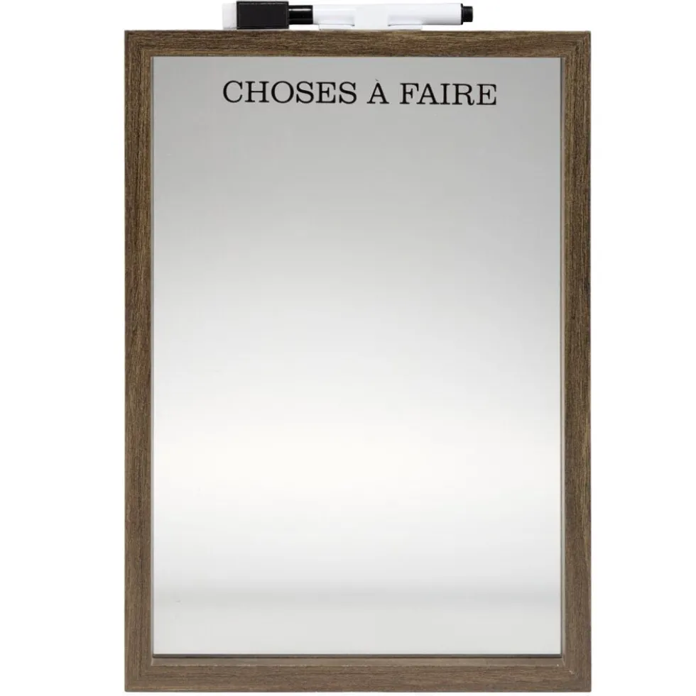 Tableau mémo en verre contour bois feutre effaceur inclus 21x29,7cm