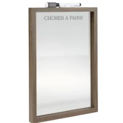 Tableau mémo en verre contour bois feutre effaceur inclus 21x29,7cm