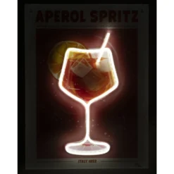 Tableau rectangulaire APEROL SPRITZ avec verre contour néon 32x43cm