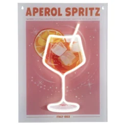Tableau rectangulaire APEROL SPRITZ avec verre contour néon 32x43cm