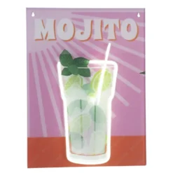 Tableau rectangulaire MOJITO avec verre contour néon 32x43cm