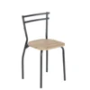 Table avec 4 chaises Luffi métal noir et bois marron 100x70xH75cm