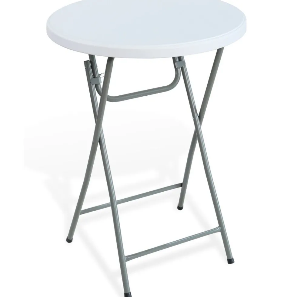 Table bar de jardin pliante Fiesta ronde plastique blanc Ø80xH110cm