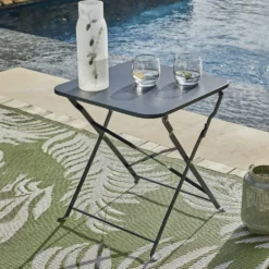 Table basse de jardin Boston carrée métal noir
