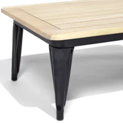 Table basse de jardin Fabrik métal noir et acacia 80x60xH35 cm