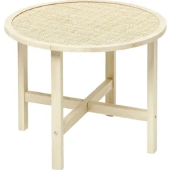 Table basse Kanna cannage de rotin Ø60xH45 cm