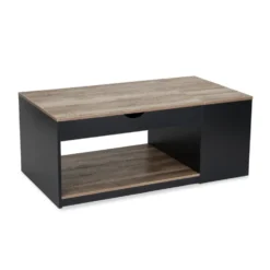 Table basse relevable Laura bois et métal noir 110x60xH45à57cm
