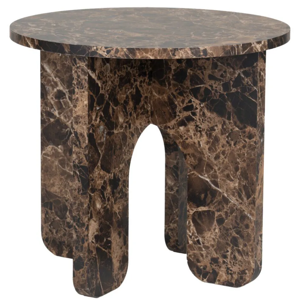 Table basse ronde Terra bois marron effet marbré Ø40xH40cm