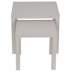 Table basse x2 carrée en bois blanc Gabby 39x39xH38cm et 50x50xH43,5cm