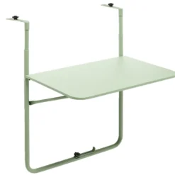 Table d'appoint pour balcon Oslow pliante acier vert sauge 60x40xH68cm