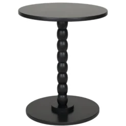 Table d'appoint ronde en bois noir Patchi Ø38xH46cm