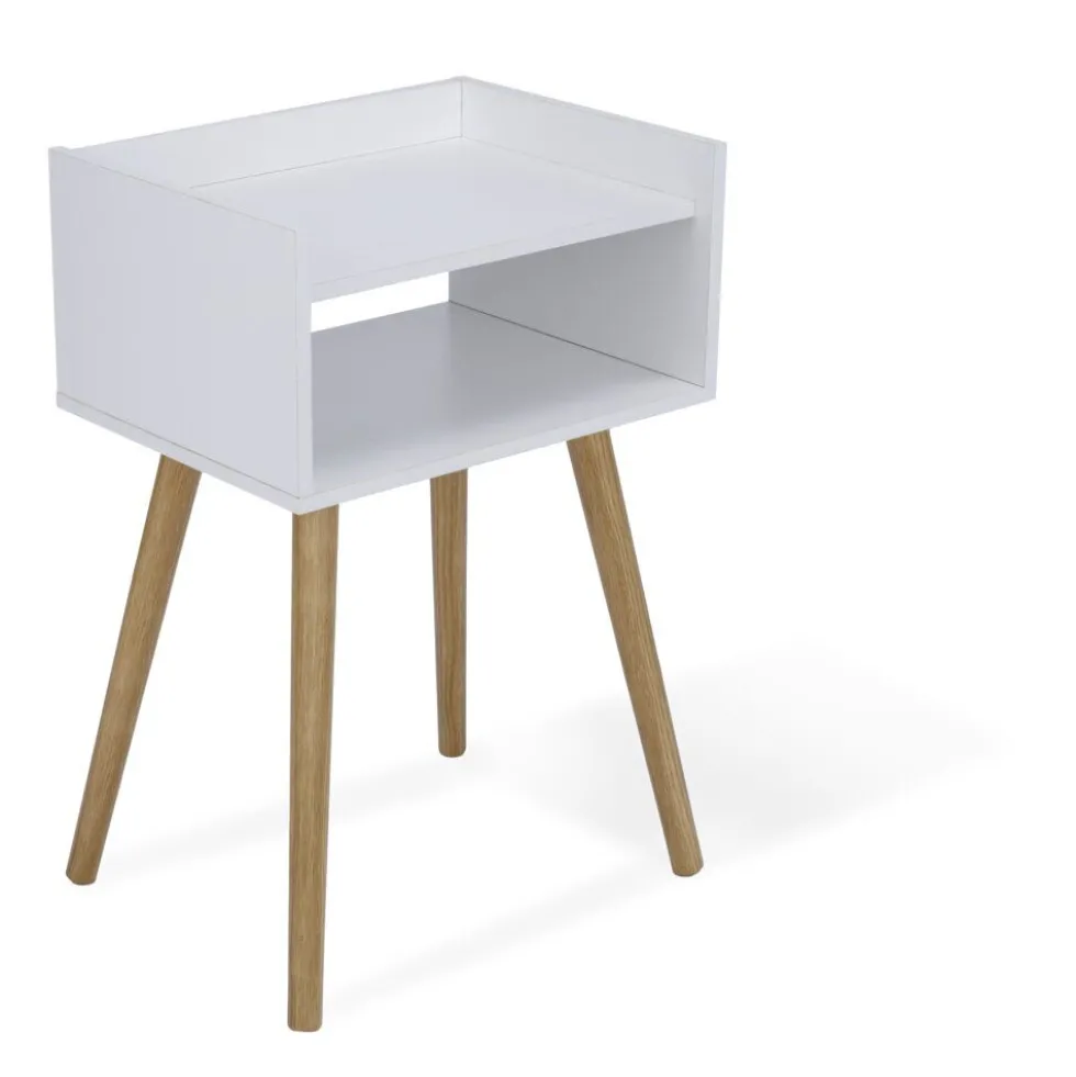 Table de chevet en bois blanc First 1 niche ouverte 40x30xH60cm