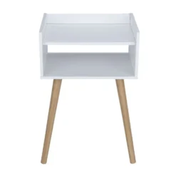 Table de chevet en bois blanc First 1 niche ouverte 40x30xH60cm