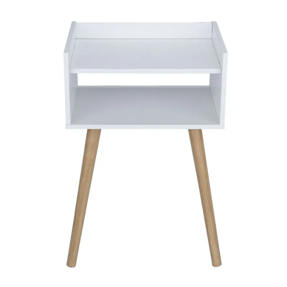 Table de chevet en bois blanc First 1 niche ouverte 40x30xH60cm