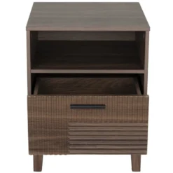 Table de chevet en bois Lida 1 niche et 1 tiroir marron foncé 40x39xH52cm