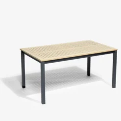 Table de jardin Bali 6 personnes aluminum et bois 150x90xH.74 cm