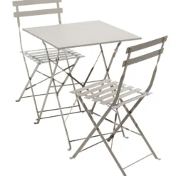 Table de jardin Boston pliante 2 personnes métal gris 60x60xH70cm