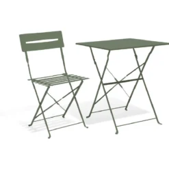Table de jardin Boston pliante 2 personnes métal vert 60x60xH70cm