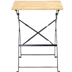 Table de jardin d'appoint pliante Bali métal et bois 55x54xH70cm