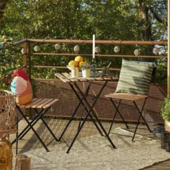 Table de jardin d'appoint pliante Bali métal et bois 55x54xH70cm