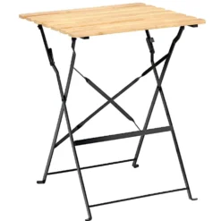 Table de jardin d'appoint pliante Bali métal et bois 55x54xH70cm