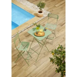 Table de jardin Haute Boston pliante métal vert 60x60xH105cm
