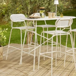 Table de jardin haute rectangulaire Faro acier gris 130x60xH100cm