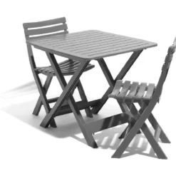 Table de jardin 2 personnes pliante plastique gris Relax