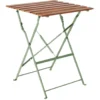 Table de jardin pliante Bali métal vert et bois 54x55xH71 cm