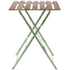 Table de jardin pliante Bali métal vert et bois 54x55xH71 cm