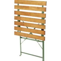 Table de jardin pliante Bali métal vert et bois 54x55xH71 cm