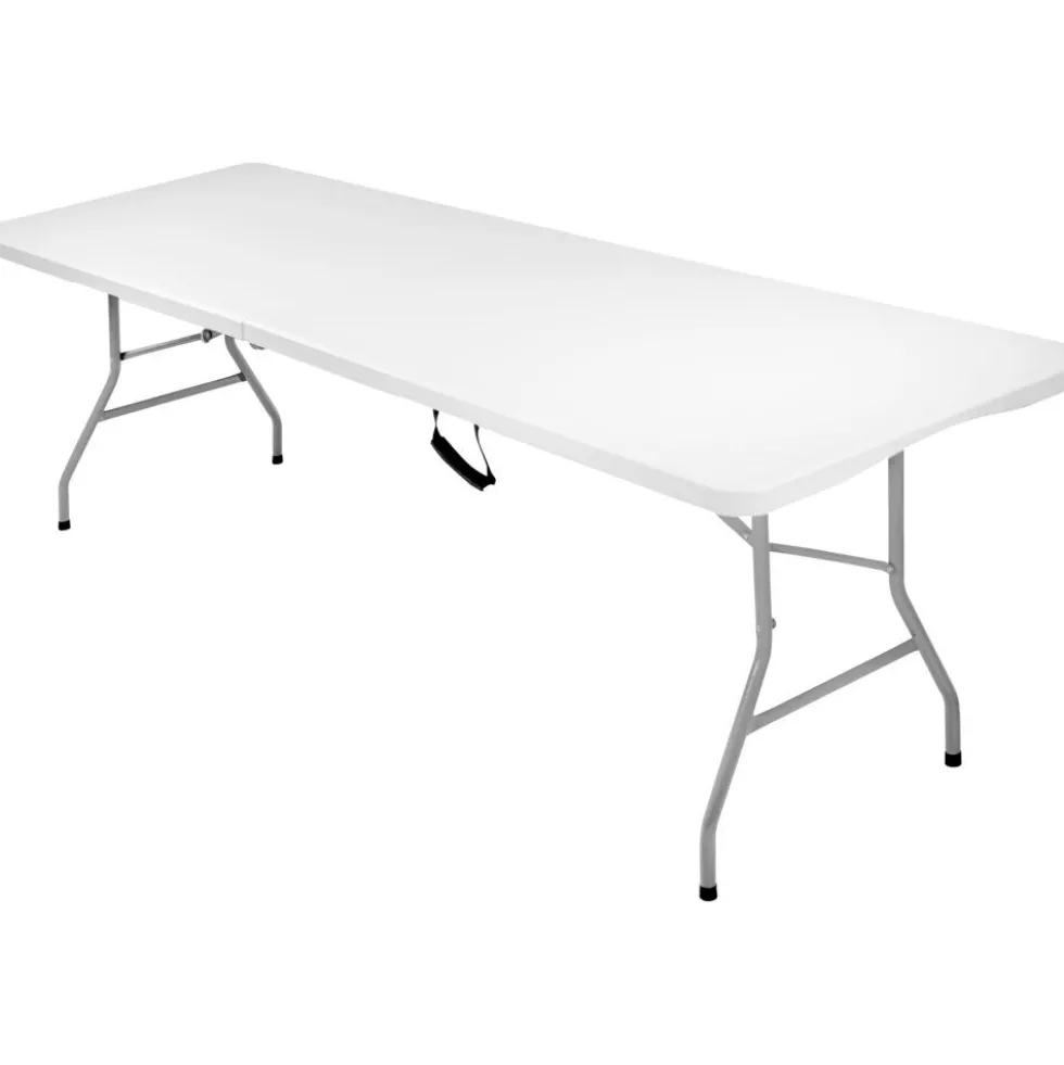 Table de jardin pliante Fiesta rectangulaire plastique blanc 244x75xH74cm