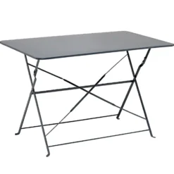 Table de jardin rectangulaire Boston pliante acier gris 110x70xH71cm