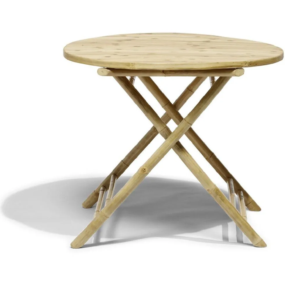 Table de jardin ronde en bambou Laos 2 personnes Ø90xH75 cm