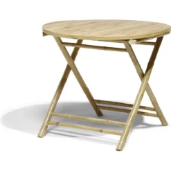 Table de jardin ronde en bambou Laos 2 personnes Ø90xH75 cm