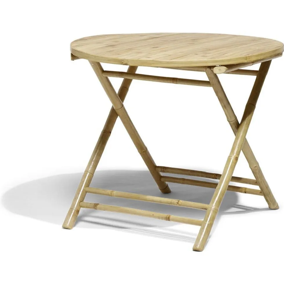 Table de jardin ronde en bambou Laos 2 personnes Ø90xH75 cm