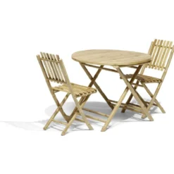 Table de jardin ronde en bambou Laos 2 personnes Ø90xH75 cm