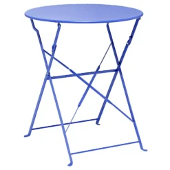 Table de jardin ronde Rio pliante acier bleu Ø60xH70cm