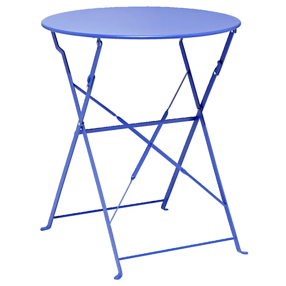 Table de jardin ronde Rio pliante acier bleu Ø60xH70cm