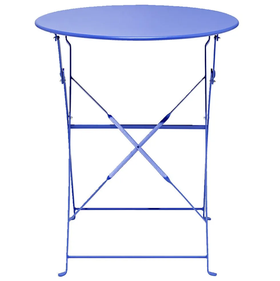 Table de jardin ronde Rio pliante acier bleu Ø60xH70cm