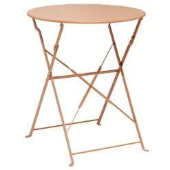 Table de jardin ronde Rio pliante acier corail Ø60xH70cm
