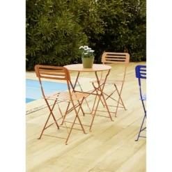 Table de jardin ronde Rio pliante acier corail Ø60xH70cm