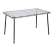 Table de jardin tressé Bali plateau verre trempé 122x70xH70cm