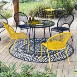Table de jardin URBAN 2/4 personnes noir Ø85xH76cm