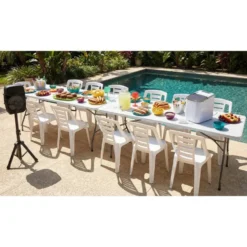 Table pliante 4 personnes Fiesta rectangulaire blanche 180x70xH74cm