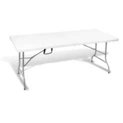 Table pliante 4 personnes Fiesta rectangulaire blanche 180x70xH74cm